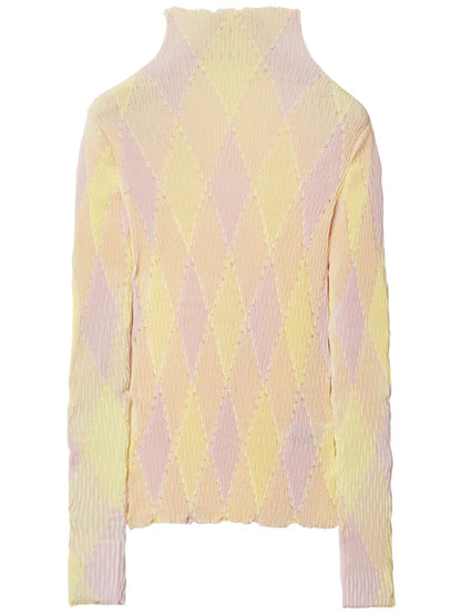 High-Neck Argyle Intarsia-Knit Jumper