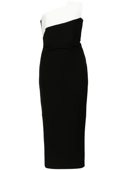 Drape-Detailed Crepe Midi Dress