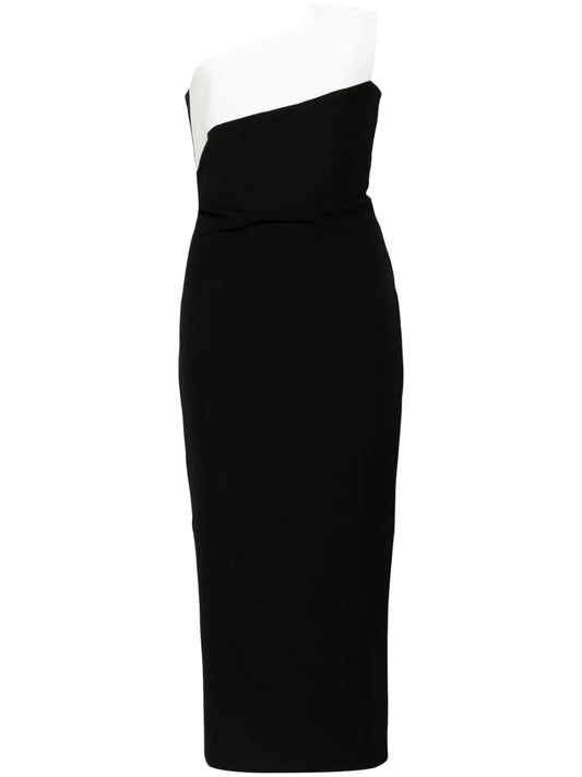 Drape-Detailed Crepe Midi Dress