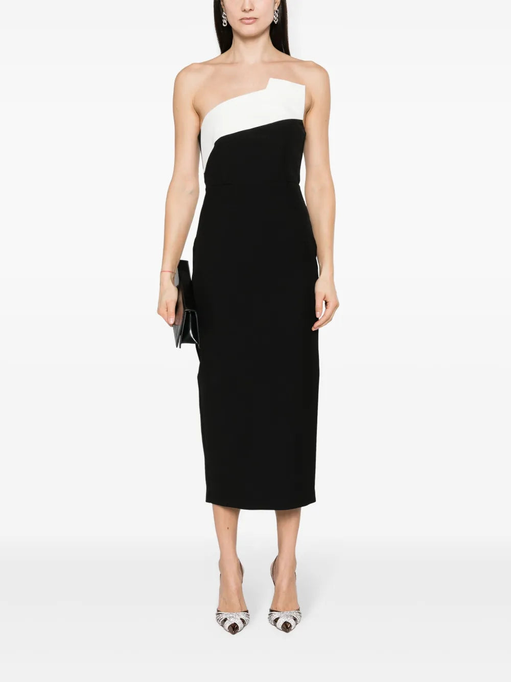 Drape-Detailed Crepe Midi Dress
