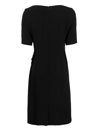 Draped-Detail Asymmetric-Neck Dress
