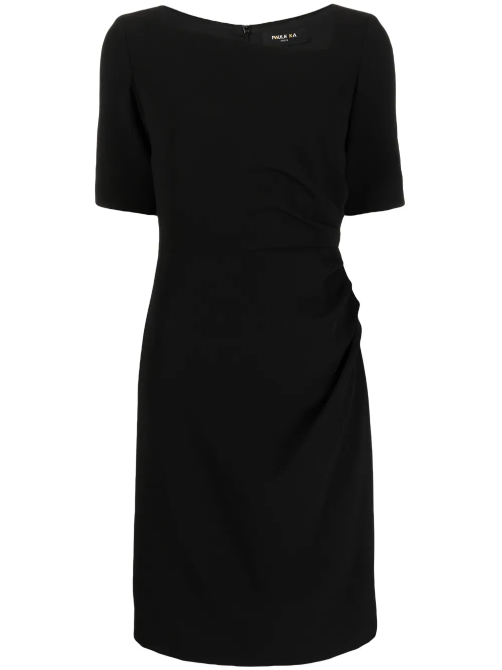 Draped-Detail Asymmetric-Neck Dress