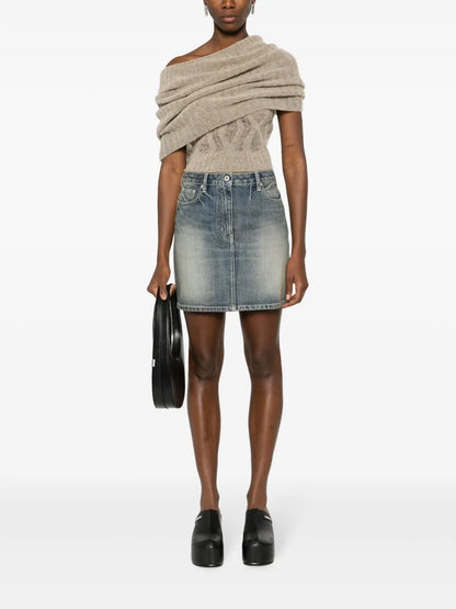 Logo-Embroidered Cotton Miniskirt