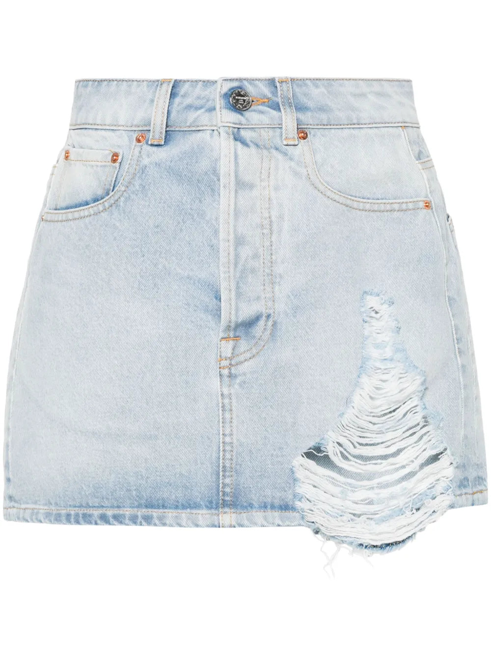 Distressed Denim Mini Skirt
