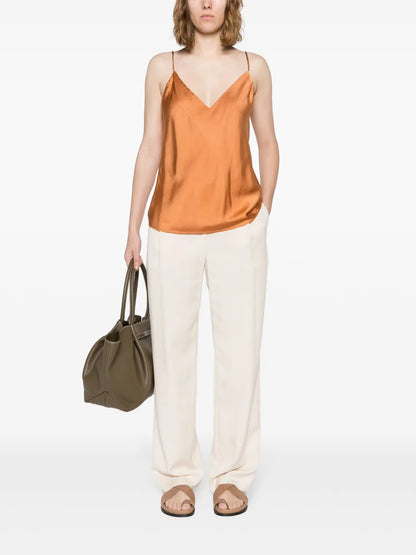 V-Neck Silk Satin Top