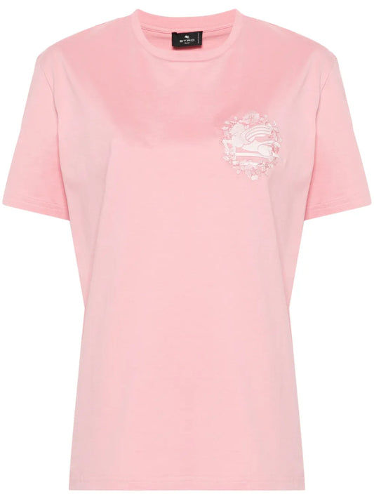Pegaso-Motif Cotton T-Shirt