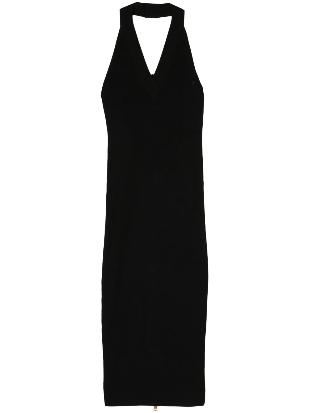 Halterneck Ribbed-Knit Midi Dress