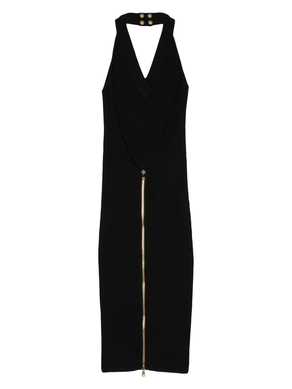 Halterneck Ribbed-Knit Midi Dress