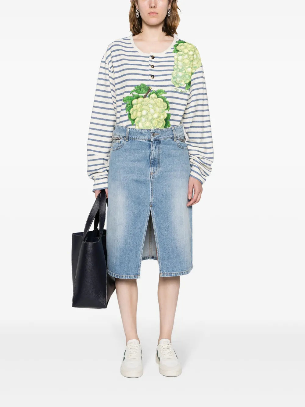 Iconic Falabella Chain-Link Denim Skirt