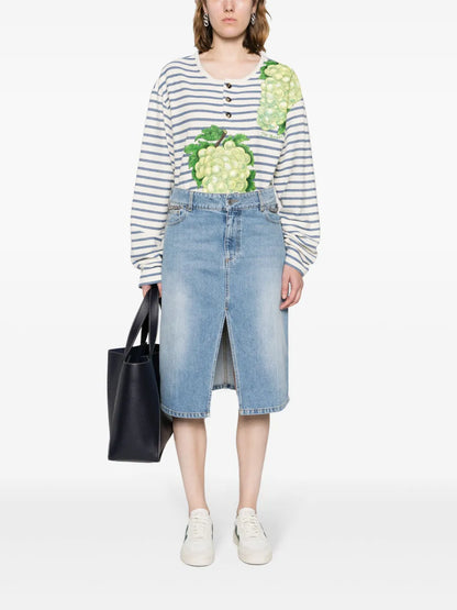 Iconic Falabella Chain-Link Denim Skirt