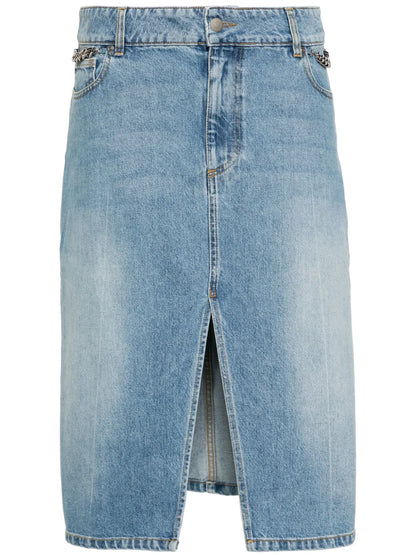 Iconic Falabella Chain-Link Denim Skirt