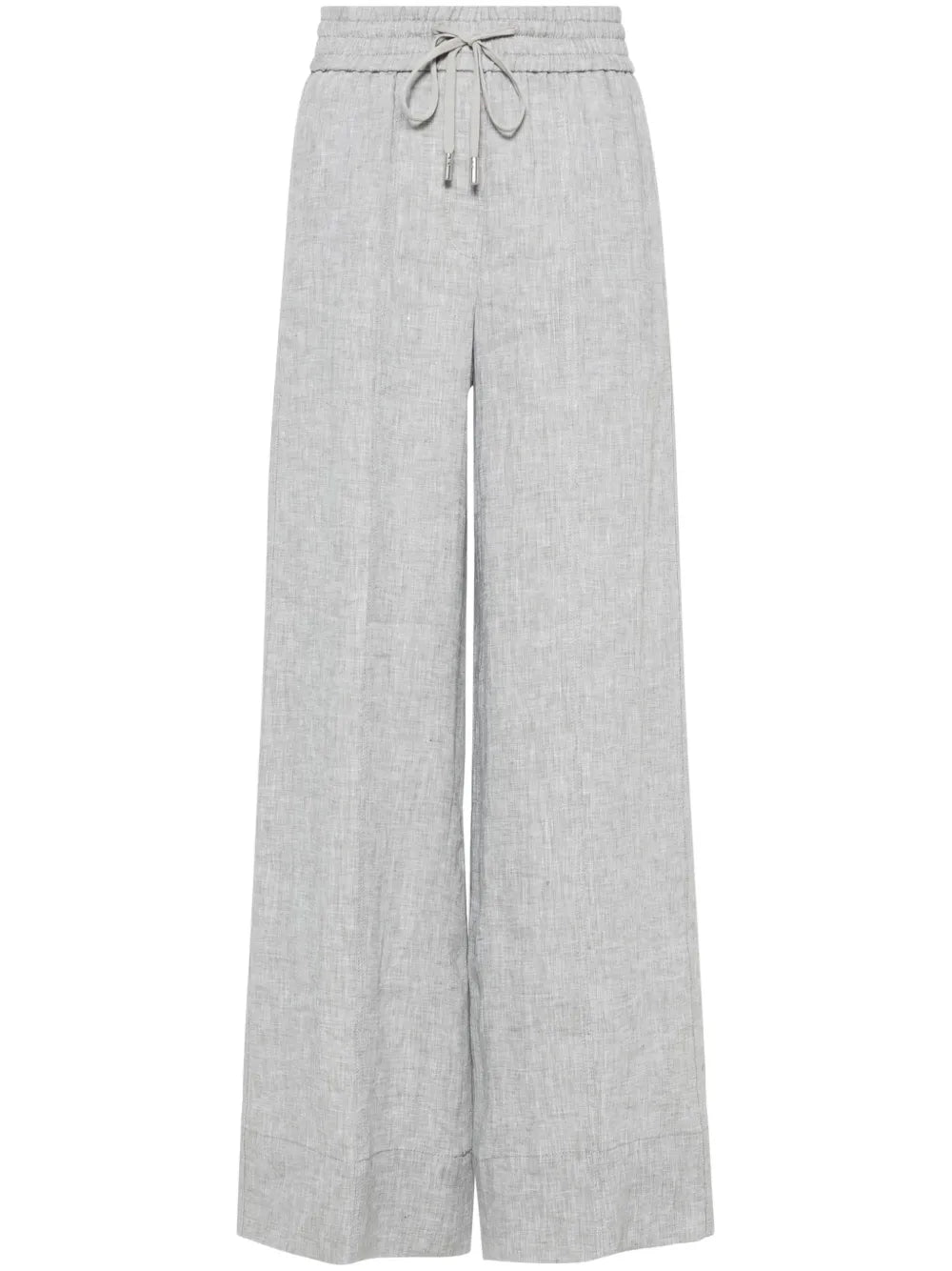 Chambray Wide-Leg Trousers