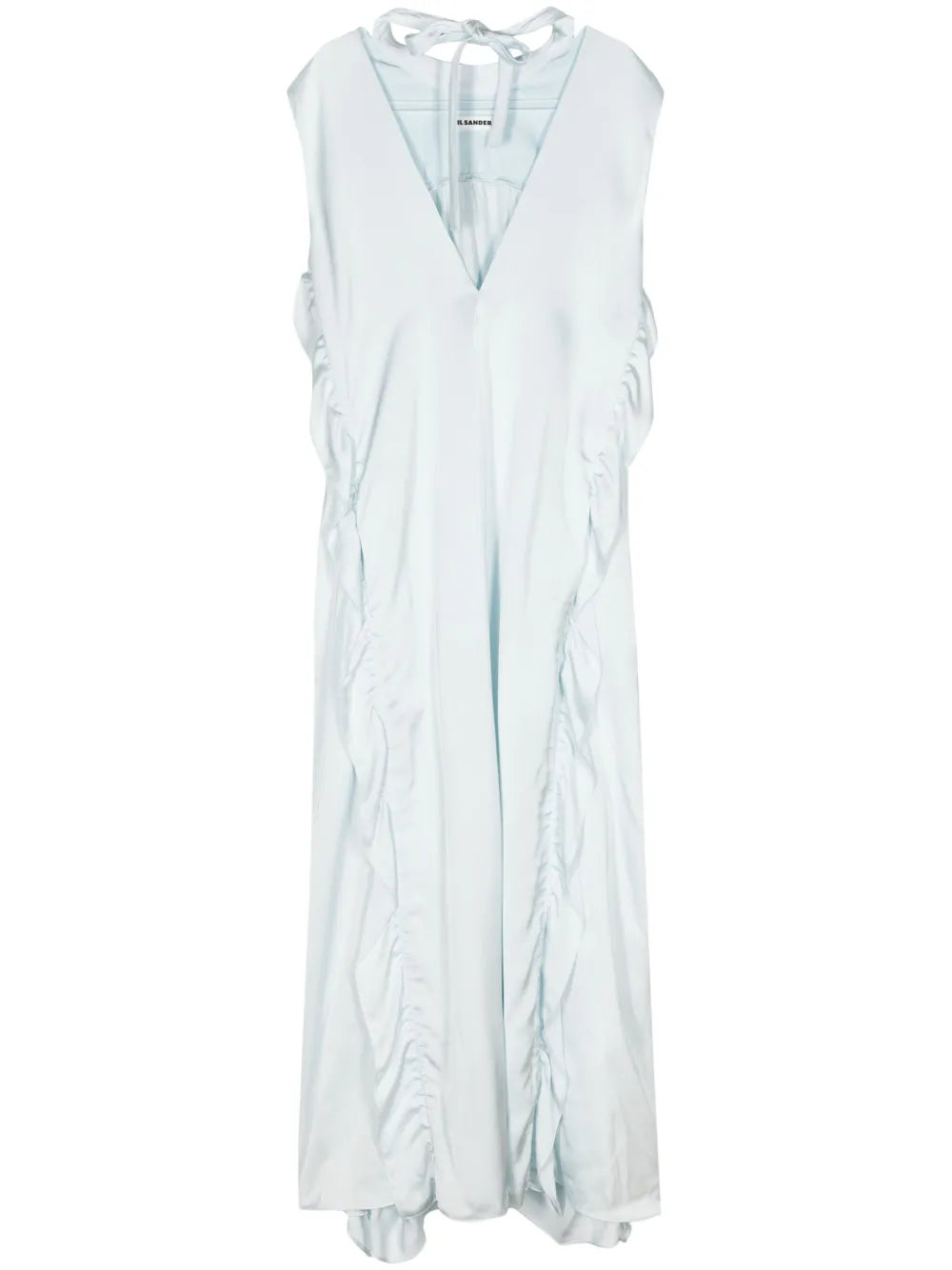 Ruffle-Trim Satin Maxi Dress