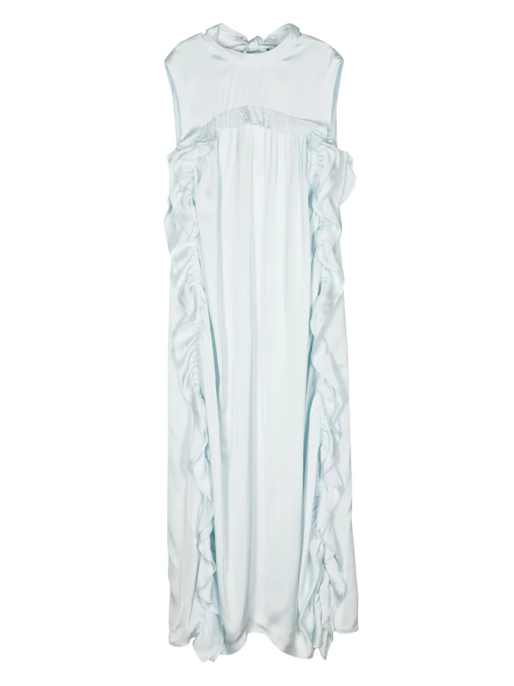 Ruffle-Trim Satin Maxi Dress