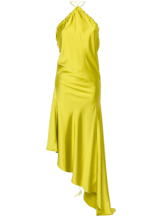 Ruched Satin Midi Dress