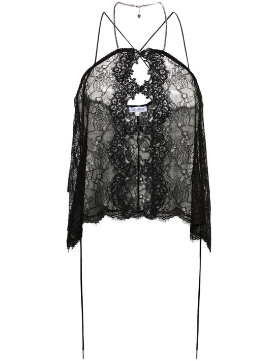 Halterneck Sheer Lace Top