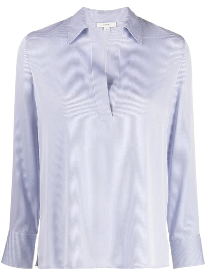 Micro-Stripe Silk-Satin Shirt