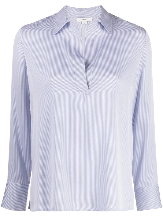 Micro-Stripe Silk-Satin Shirt