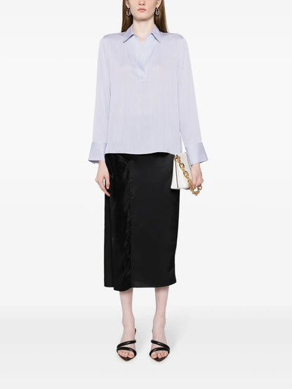 Micro-Stripe Silk-Satin Shirt