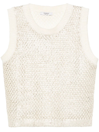 Metallic-Effect Knitted Top