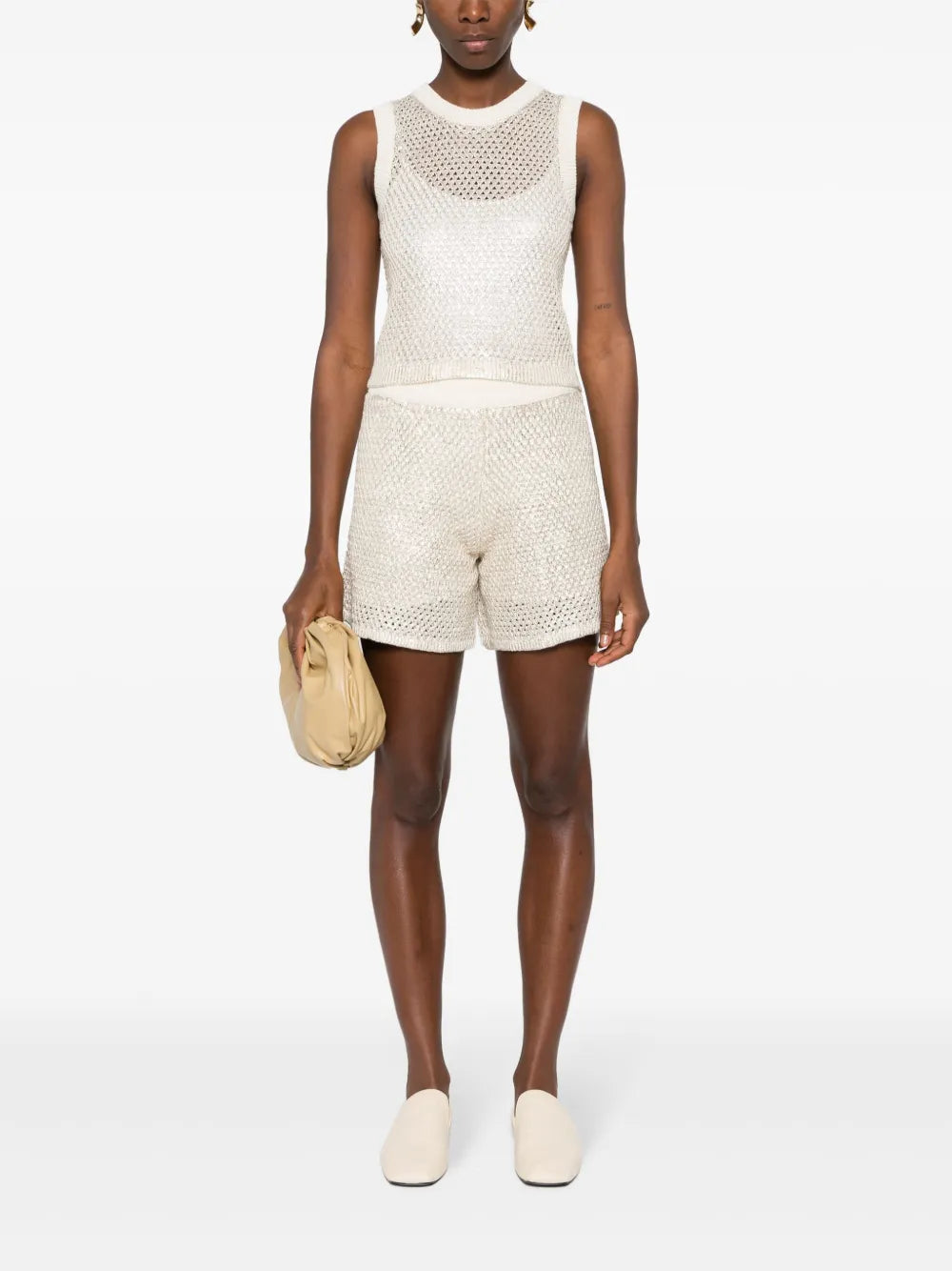 Metallic-Effect Knitted Top