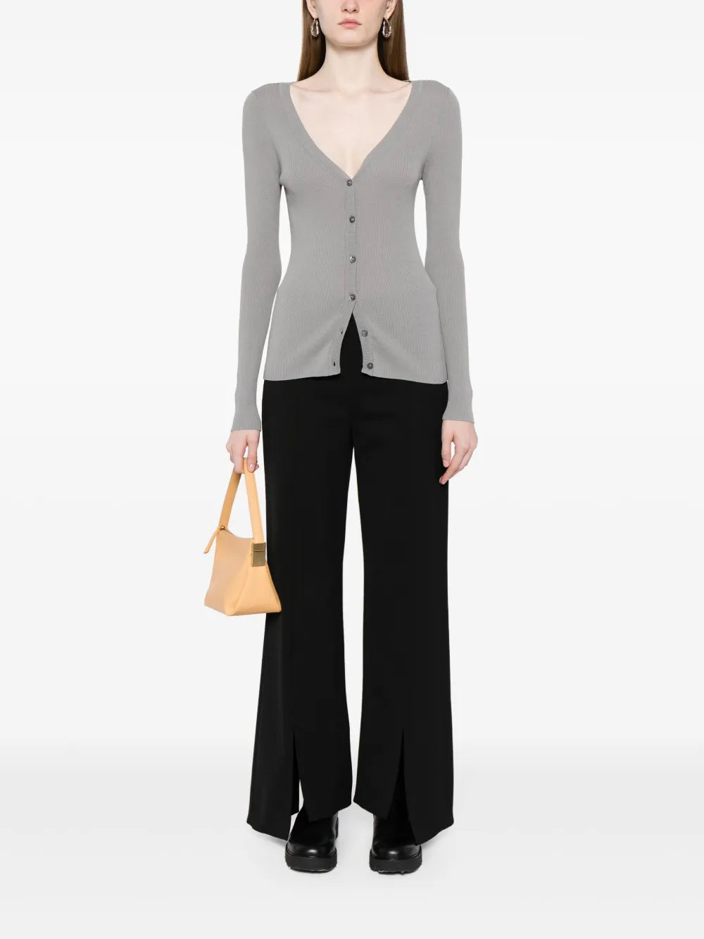 V-Neck Ribbed Cardigan