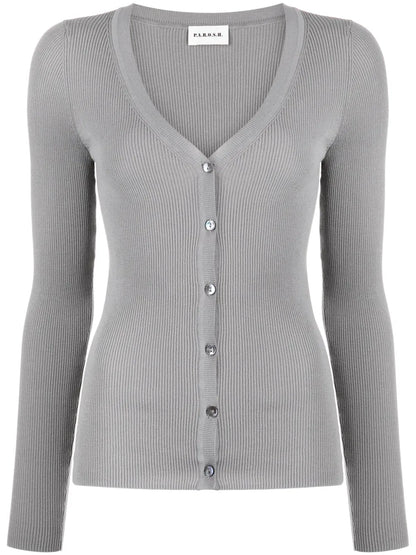 V-Neck Ribbed Cardigan
