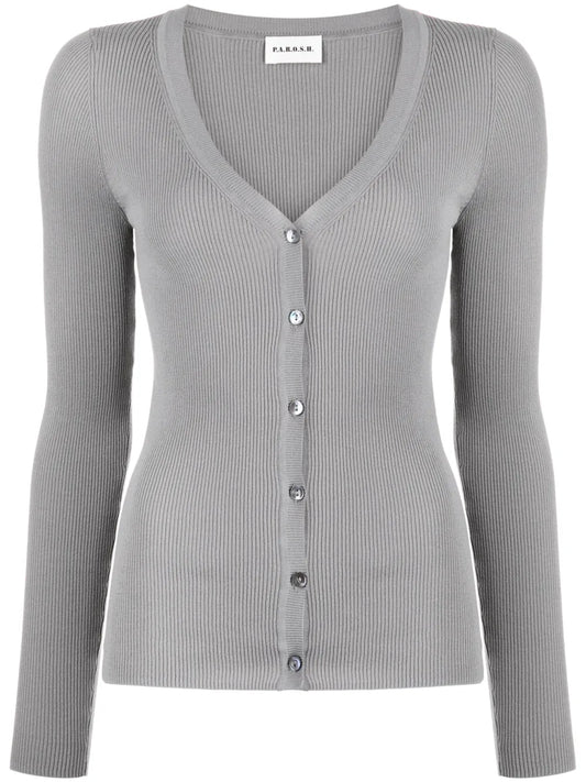 V-Neck Ribbed Cardigan