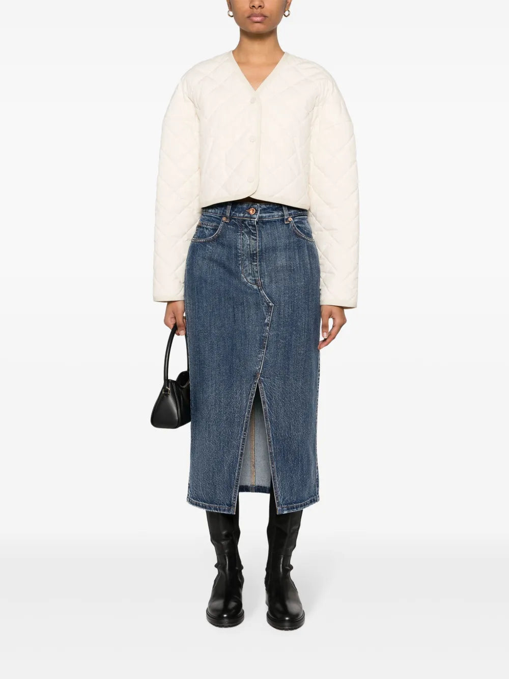 Appliqué-Logo Denim Skirt