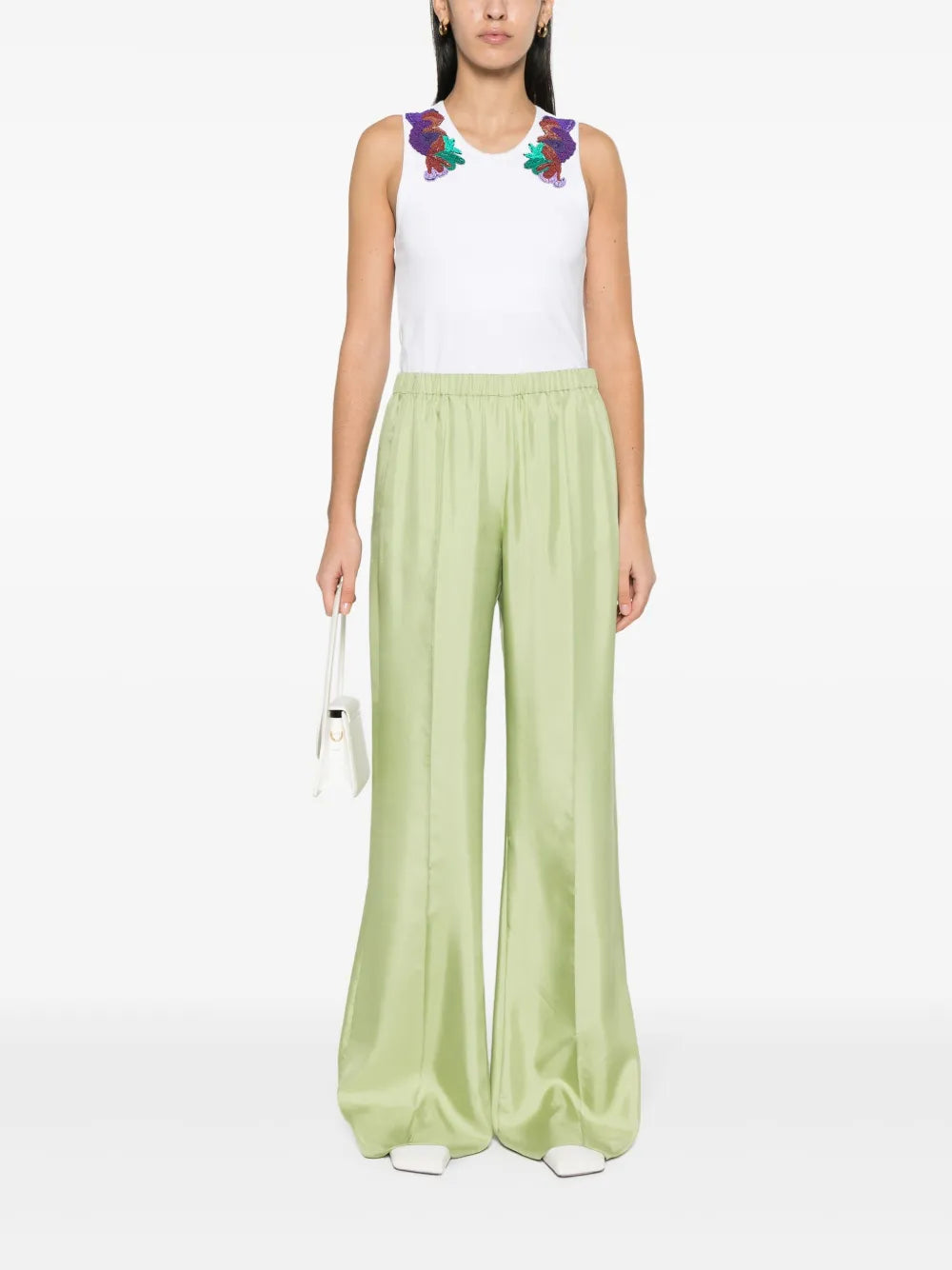 Wide-Legged Silk Trousers