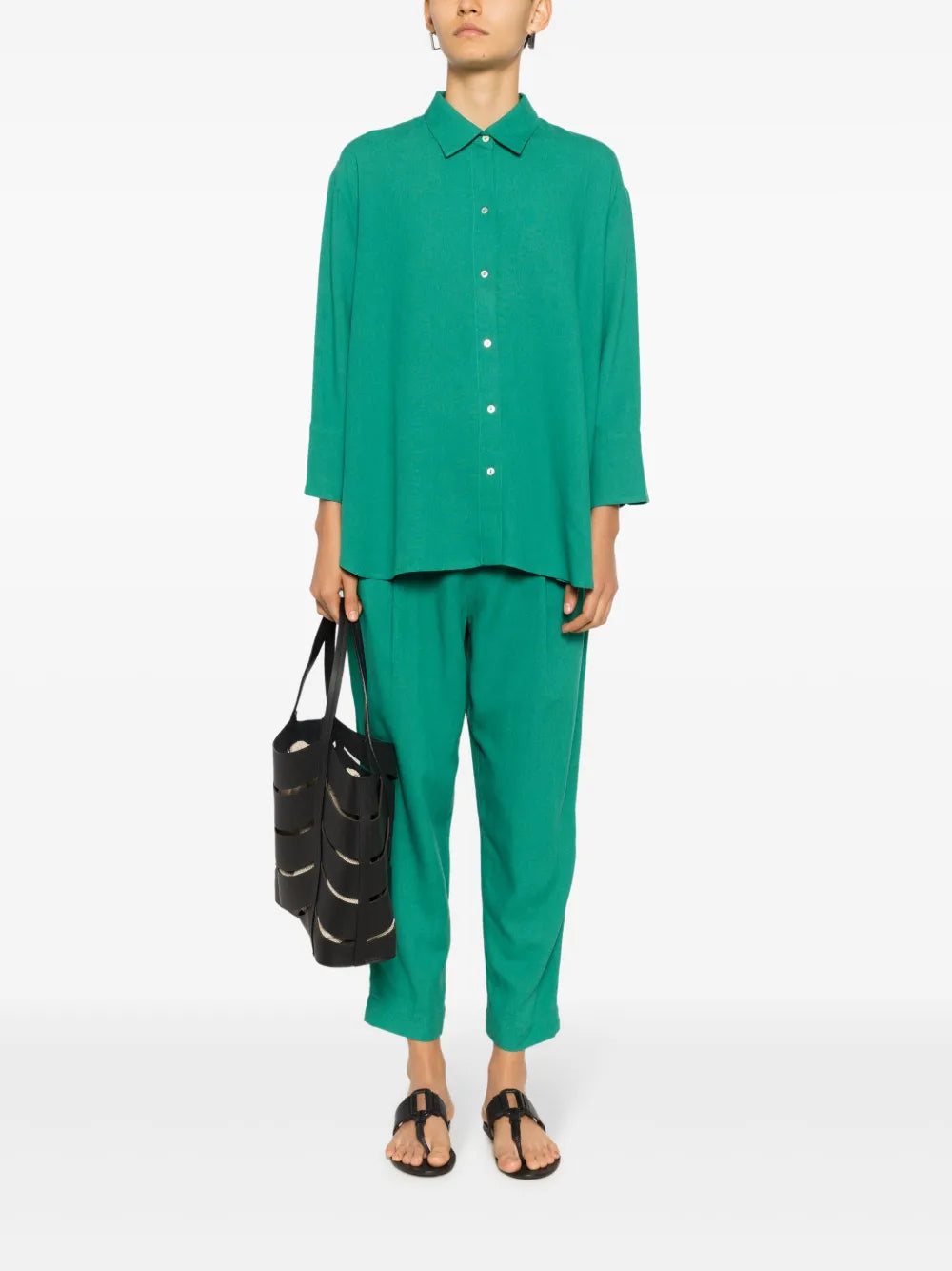 High-Waisted Tapered Trousers