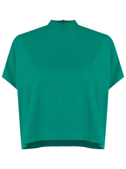 Mock-Neck Cropped T-Shirt