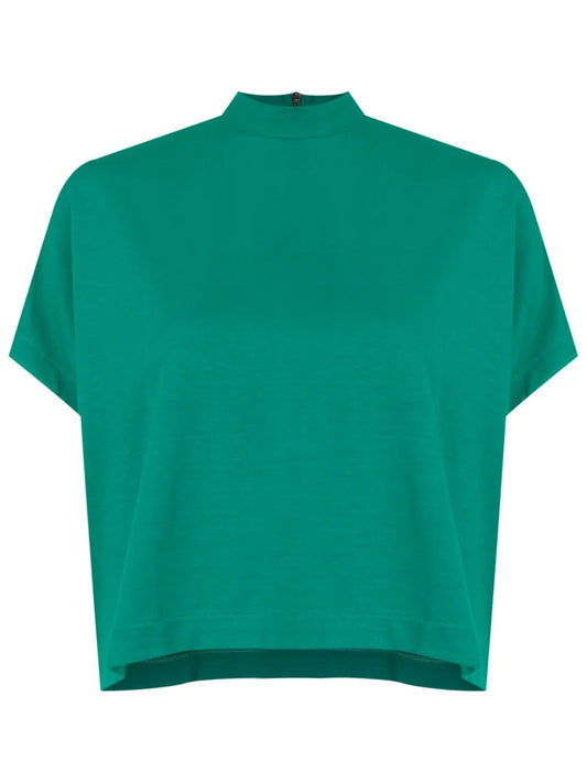 Mock-Neck Cropped T-Shirt