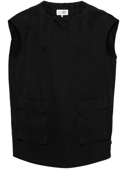 Gathered-Neck Cotton Dress