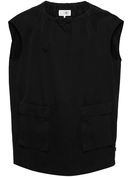 Gathered-Neck Cotton Dress