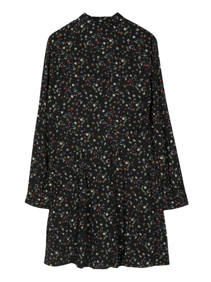 Floral-Print Stripe-Detail Dress