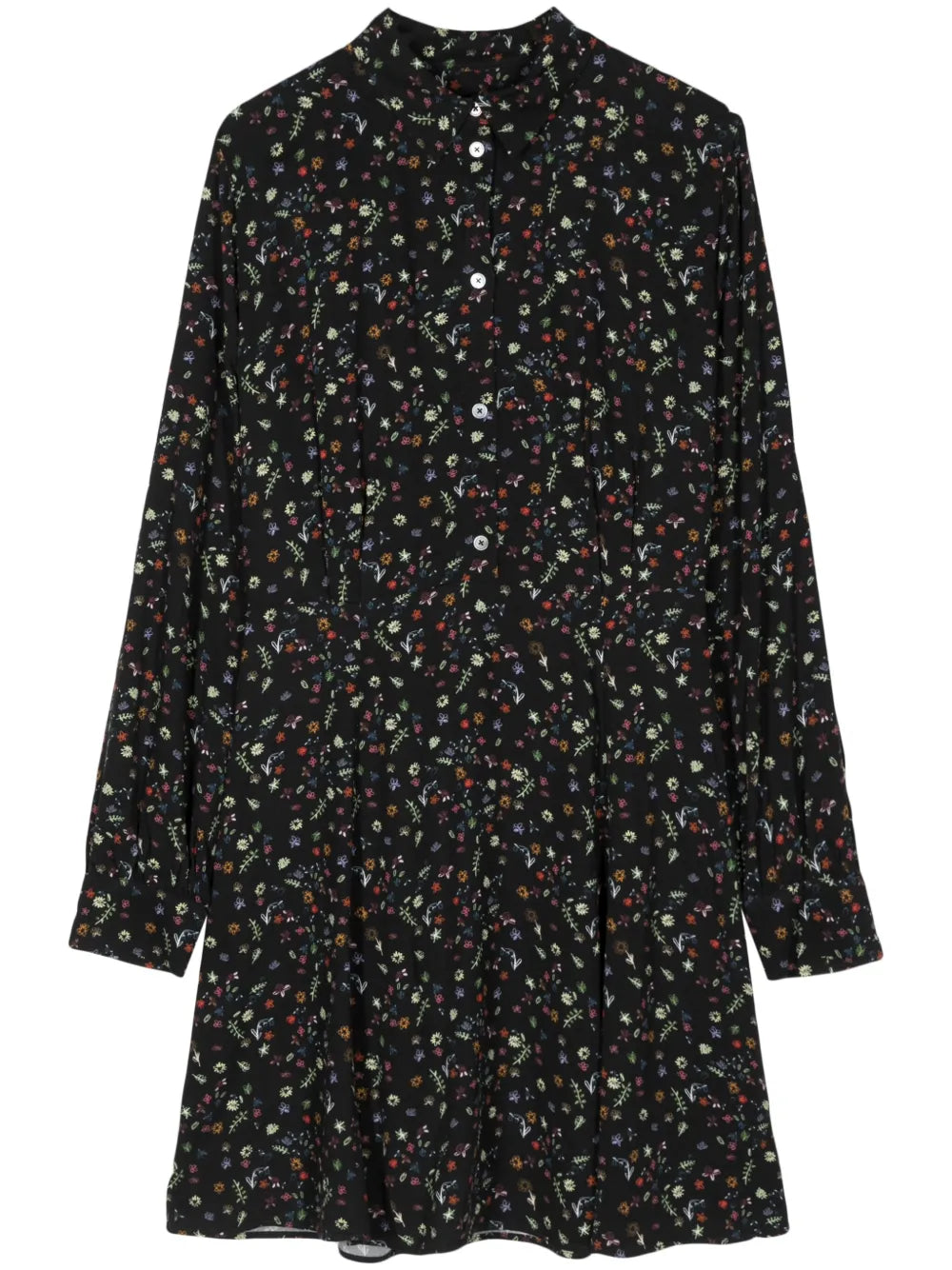 Floral-Print Stripe-Detail Dress