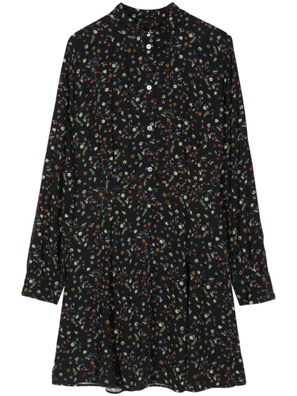 Floral-Print Stripe-Detail Dress