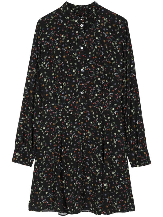 Floral-Print Stripe-Detail Dress