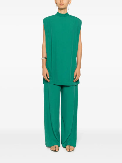 Mock-Neck Sleeveless Blouse