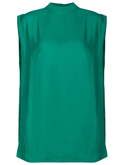 Mock-Neck Sleeveless Blouse