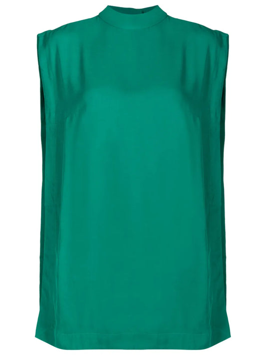 Mock-Neck Sleeveless Blouse