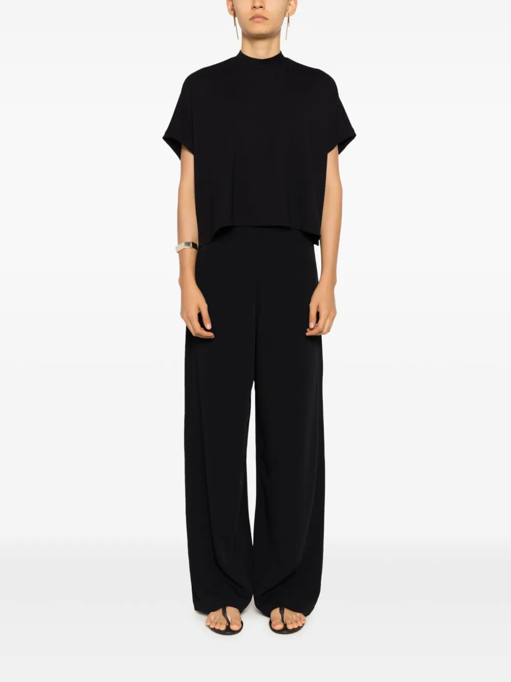 Mock-Neck Cropped T-Shirt