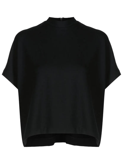 Mock-Neck Cropped T-Shirt