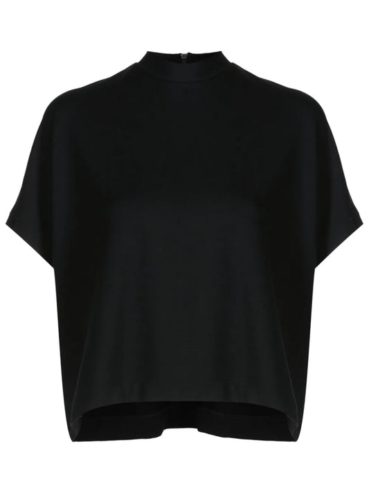 Mock-Neck Cropped T-Shirt