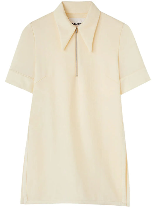 Straight-Point Collar Zip-Fastening T-Shirt