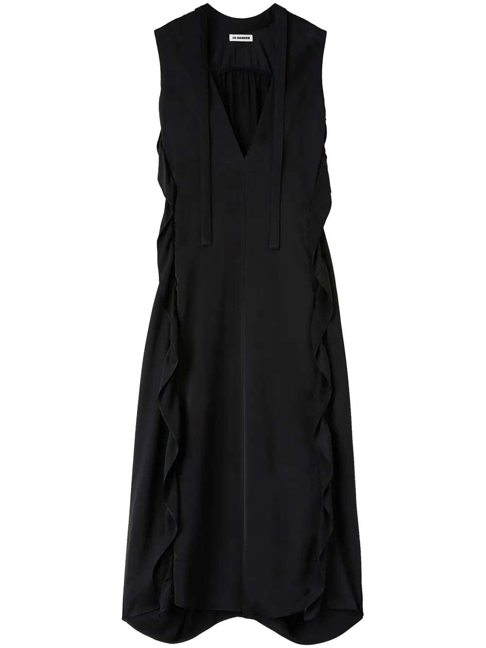 Ruffle-Trim Satin Maxi Dress
