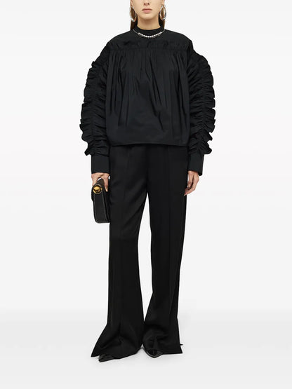 Ruffle-Detailing Crew-Neck Sweatshirt
