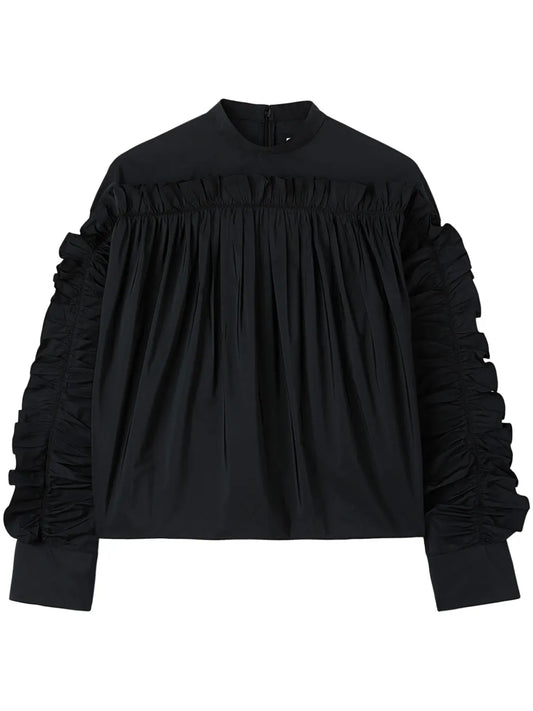 Ruffle-Detailing Crew-Neck Sweatshirt