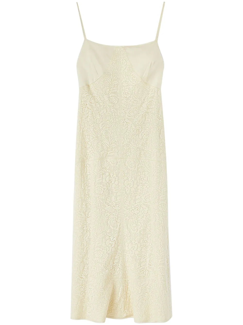 Lace-Embroidery Square-Neck Midi Dress